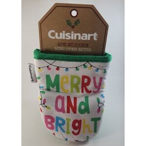 CUISINART Mini Oven Mitts Merry and Bright Christmas Theme 2 Pack NEW